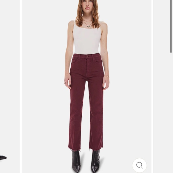 Mother Tripper Ankle Fray Burgundy - Picture 1 of 4